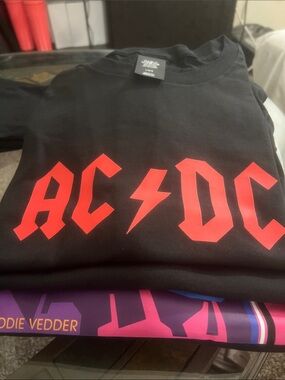 AC/DC Black Tee with Red Lightning Logo